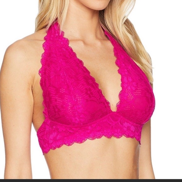 NWT Free People Galloon Lace Halter Pink Bralette - Picture 2 of 4